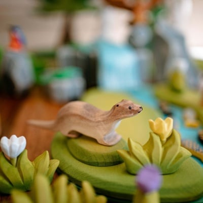 Realistic Wooden Otter Figurine for Play