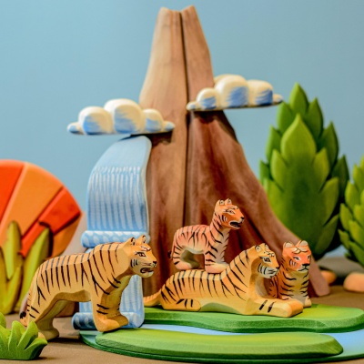 Handmade tiger cub toy, fostering childhood imagination