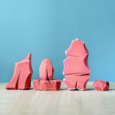 Artisanal wooden Savanna Rocks by BumbuToys, perfect for building your own natural landscape