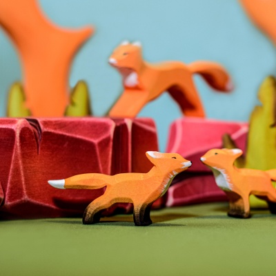 Warmly Painted Fox Family Set