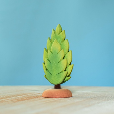 Sustainable small wooden thuja figure for eco-friendly play.
