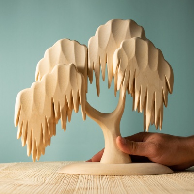 Raw Wooden Willow Tree Sculpture