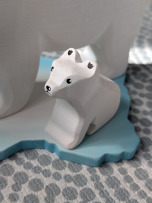 Small Sitting Polar Bear Wooden Toy | BumbuToys' Arctic Serenity