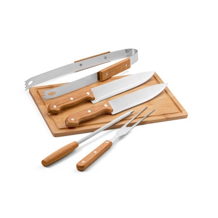 FLARE – Set grătar 5 piese lemn și inox cu bord bambus