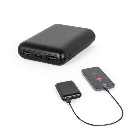 LEAKEY 8. Power bank 8'000 mAh în ABS reciclat (100% rABS) - Negru