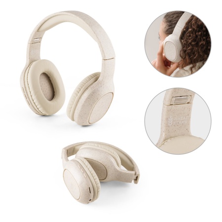 FEYNMAN. Căști wireless pliabile cu autonomie de 4 ore din paie de grâu și ABS - Natural - Personalizat