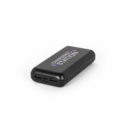 LEAKEY 20. Power bank 20'000 mAh în ABS reciclat (100% rABS) - Negru