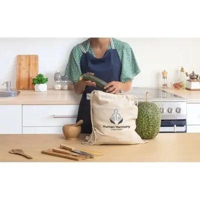 BELIZE. Sacoșă rucsac 100% bumbac organic (140 g/m²) - Natural deschis - Personalizat - Img 3