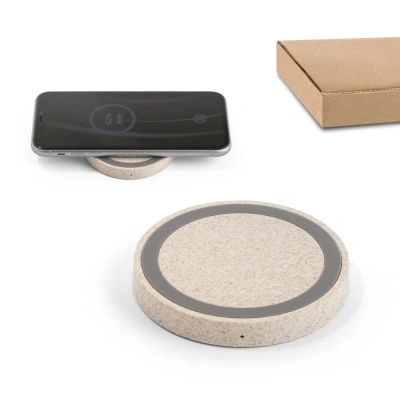 CUVIER. Încărcător wireless super rapid 5W în ABS și fibră de paie - Natural - Img 2