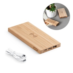 FITCH. Power bank de 5'000 mAh cu încărcător wireless de 5W din bambus - Natural - Img 3
