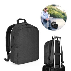 GIJON. Rucsac pentru laptop din poliester reciclat de înaltă densitate 600D și căptușeală din poliester reciclat 210D - Gri inchis - 16 L - Img 6