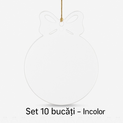 Glob Crăciun din plexiglas auriu lucios cu fundă – set 10 bucăți, personalizabil - Img 2