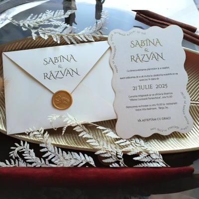 Invitație ivory cu plic personalizat - Img 2