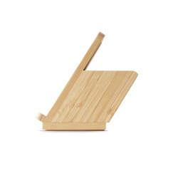 LEAVITT. Suport pentru smartphone și suport pentru pix cu încărcător wireless rapid de 10W din bambus - Natural - Personalizat - Img 5