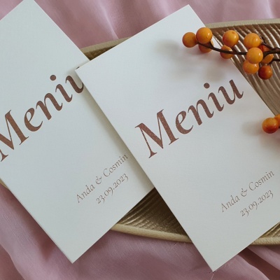 Meniu tip carte minimalist