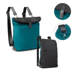 ROVER BACKPACK II. Rucsac din material textil și PU - Albastru petrol - Img 3