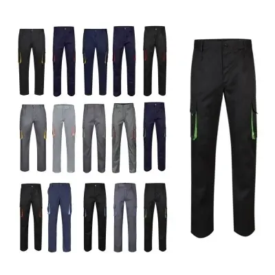 VL HYPNOS. Pantaloni de twill cu buzunare multiple în două tonuri (200g/m²), din bumbac (35%) și poliester (65%)