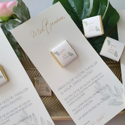 Card mulțumire cu ciocolată personalizată