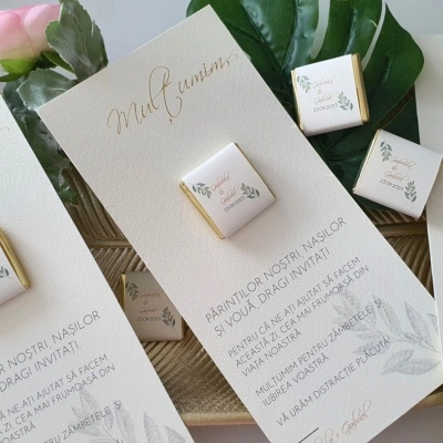 Card mulțumire cu ciocolată personalizată