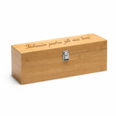 Cutie Cadou Vin din Bambus – Set Accesorii & Gravură Mesaj