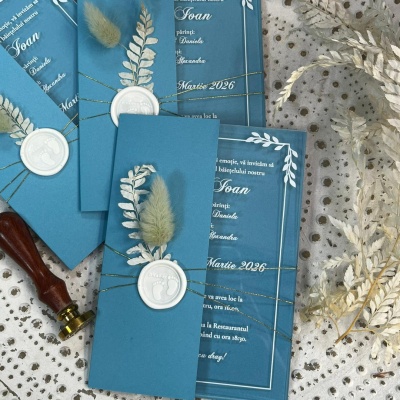 Invitatie Sky Blue plexiglas