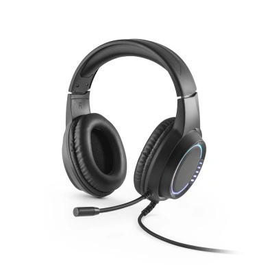 Thorne Headset RGB. Căști din ABS cu cablu de 2 m, microfon și lumini LED RGB - Negru