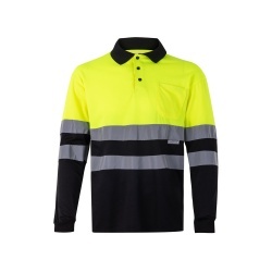 VL VULCAN. Tricou polo bicolor cu ochi de pasăre (160g/m²) cu mâneci lungi, din poliester (100%) - Img 1