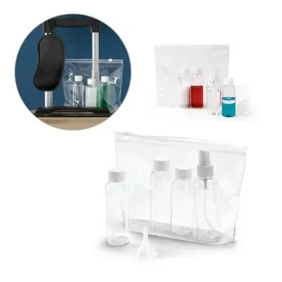 DENIRO. Geantă cosmetică etanșă din PVC - Transparent - 65 mL, 60mL, 80mL - Img 5
