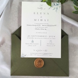 Invitație cu flori verzi - Img 1