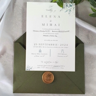 Invitație cu flori verzi