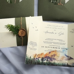 Invitatie cu frunza de pin si sigiliu - Img 1