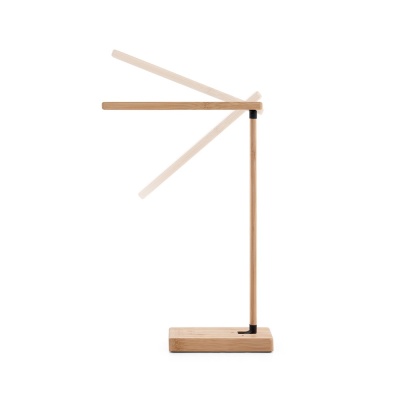 MOREY. Lampă de birou pliabilă cu încărcător wireless ultrarapid de 15W din bambus - Natural - Personalizat - Img 2