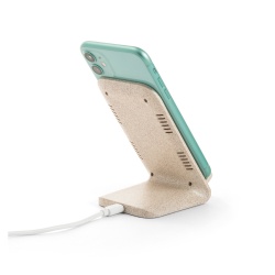 ENGLERT. Suport pentru smartphone cu încărcător wireless rapid de 10 W din ABS reciclat (100% rABS) și fibră de paie de grâu - Natural - Personalizat - Img 2