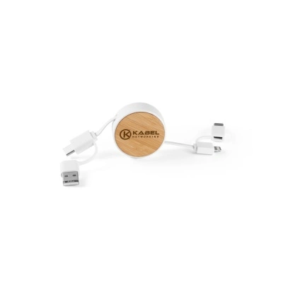 RUBINS. Cablu USB retractabil 6 în 1 din ABS reciclat (100% rABS) și bambus - Img 4