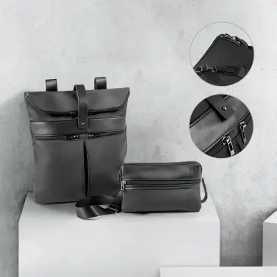 ROVER BACKPACK. Rucsac din microfibră și PU - Negru - Img 3