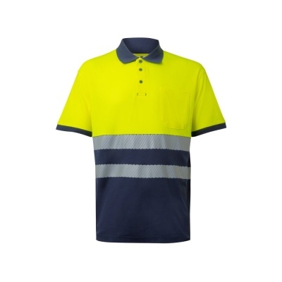VL ACHELOUS. Tricou polo piqué bicolor (150g/m²) cu mâneci scurte, din bumbac (55%) și poliester (45%)