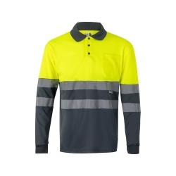 VL VULCAN. Tricou polo bicolor cu ochi de pasăre (160g/m²) cu mâneci lungi, din poliester (100%) - Img 4