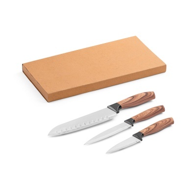 BAHARAT. Set de 3 cuțite de bucătărie cu lame din oțel inoxidabil și mânere ergonomice