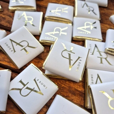 Ciocolată personalizată cu logo aurite/argintate - Img 4