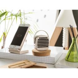 ENGLERT. Suport pentru smartphone cu încărcător wireless rapid de 10 W din ABS reciclat (100% rABS) și fibră de paie de grâu - Natural - Personalizat - Img 4