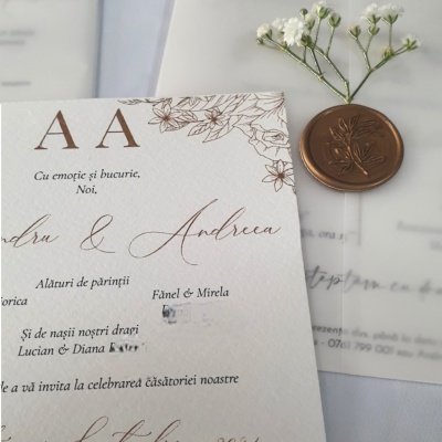 Invitație cu flori aurii - Img 2