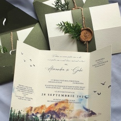 Invitatie cu frunza de pin si sigiliu - Img 4