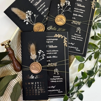 Invitații de nuntă plexiglas cu calendar