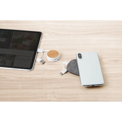 RUBINS. Cablu USB retractabil 6 în 1 din ABS reciclat (100% rABS) și bambus - Img 3