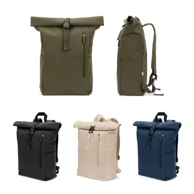 SAINT. Rucsac cu închidere rulată din bumbac reciclat și poliester reciclat (380 g/m²)