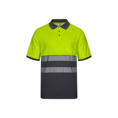 VL ACHELOUS. Tricou polo piqué bicolor (150g/m²) cu mâneci scurte, din bumbac (55%) și poliester (45%) - Img 2