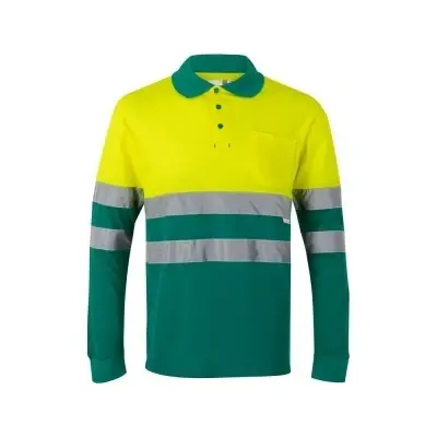 VL PLUTO. Tricou polo piqué bicolor (150g/m²) cu mâneci lungi, din bumbac (55%) și poliester (45%) - Img 3