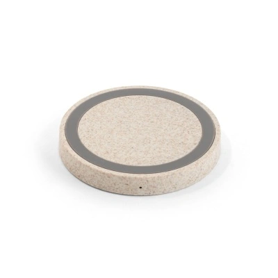 CUVIER. Încărcător wireless super rapid 5W în ABS și fibră de paie - Natural - Img 3