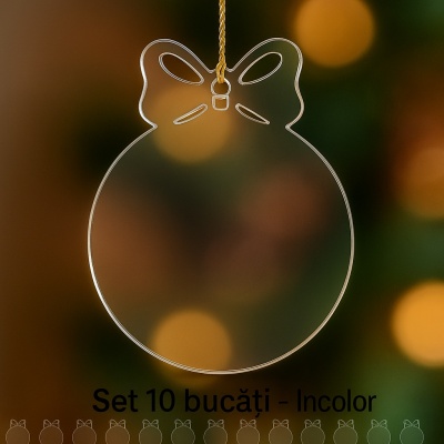 Glob Crăciun din plexiglas auriu lucios cu fundă – set 10 bucăți, personalizabil - Img 4