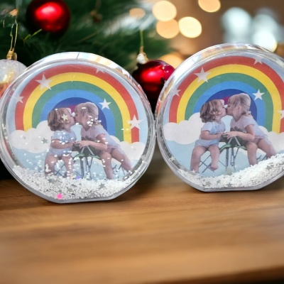 Glob cu efect de zăpadă - Personalizabilă cu poze speciale | Cadou perfect de Crăciun